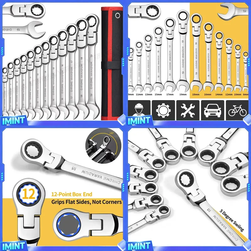 Socket Wrench - Esnek Başlı Cırcır Anahtar Seti, Kombine